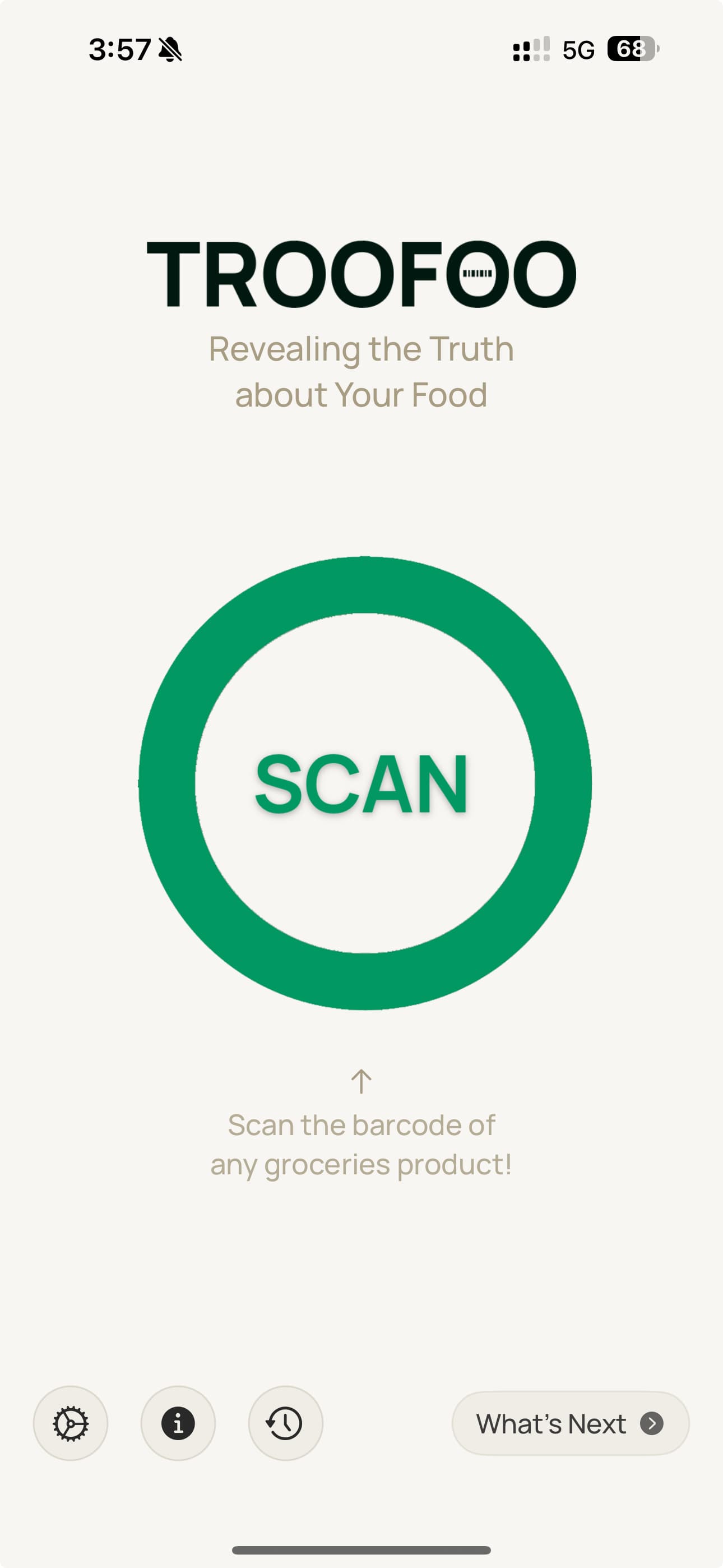 Troofoo App Scan Screen